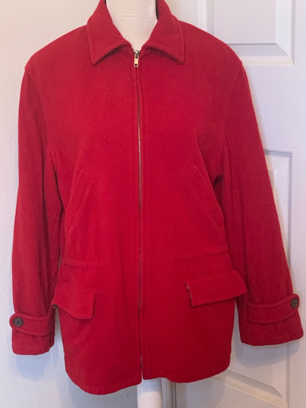 Lauren Ralph Lauren Classic vintage Red Zip-Front Women's Wool Jacket size M